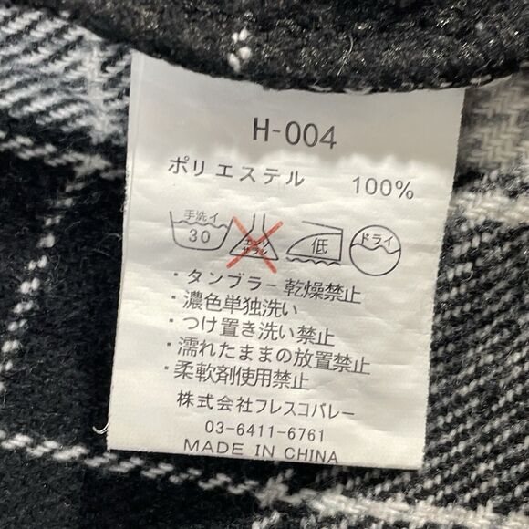 Thick Flannel Button Up High Low Women's M/L Black White Plaid Cozy Lagenlook - Picture 8 of 16